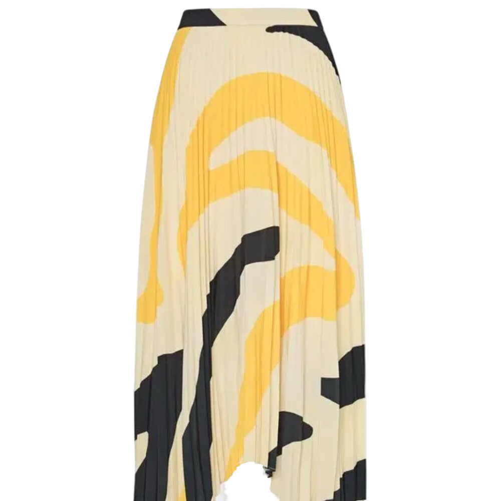 NWT MILLY  Irene Zebra Pleated Midi Skirt Yellow/Black Size 0